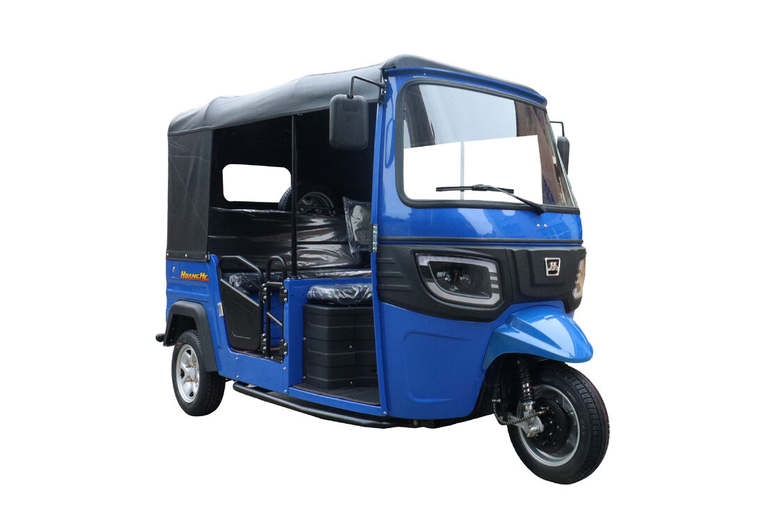Metal and Leather Blue electric three wheeler designed to offer quiet smooth performance and eco friendly transport solution for city passenger mobility